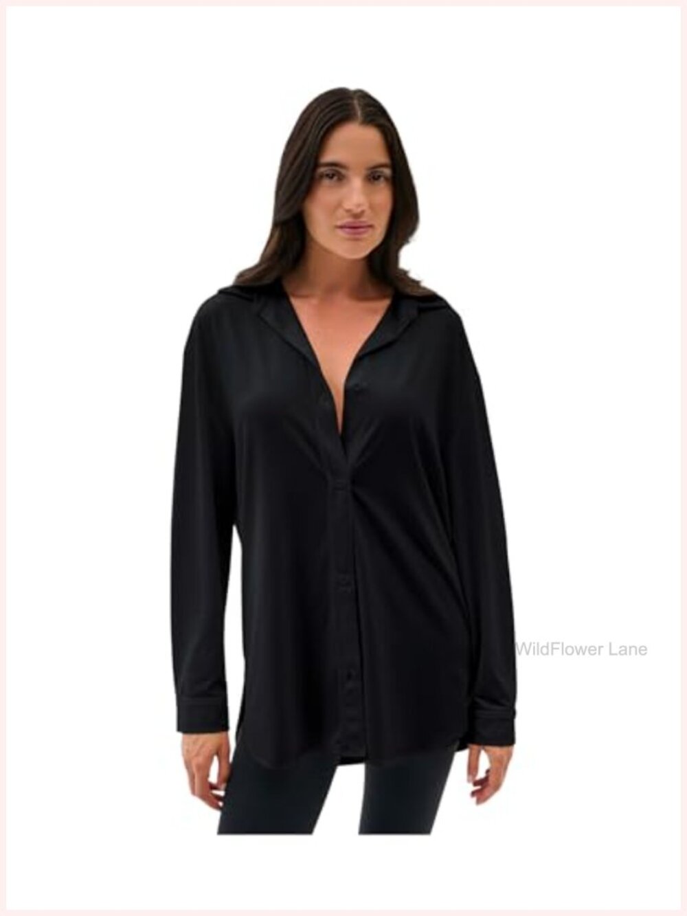 Kate Airweight Lite Button Down Relaxed Fit Long Sleeve Active Shirt